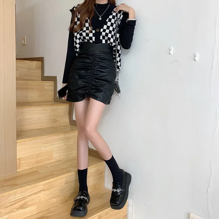 Осенняя трапециевидная юбка в Корейском стиле новинка 2021 яркая плиссированная