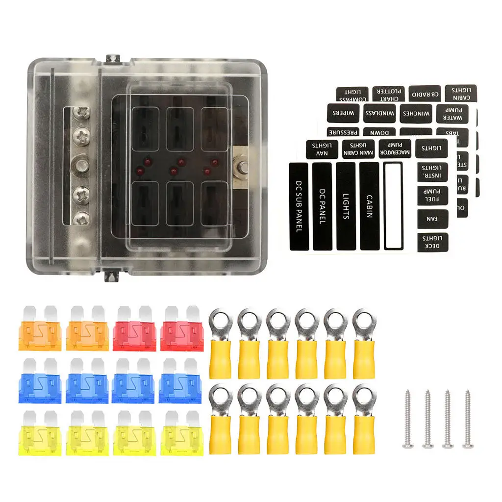 

Автомобильный 6-полосный блок предохранителей со светодиодсветильник кой для грузовика