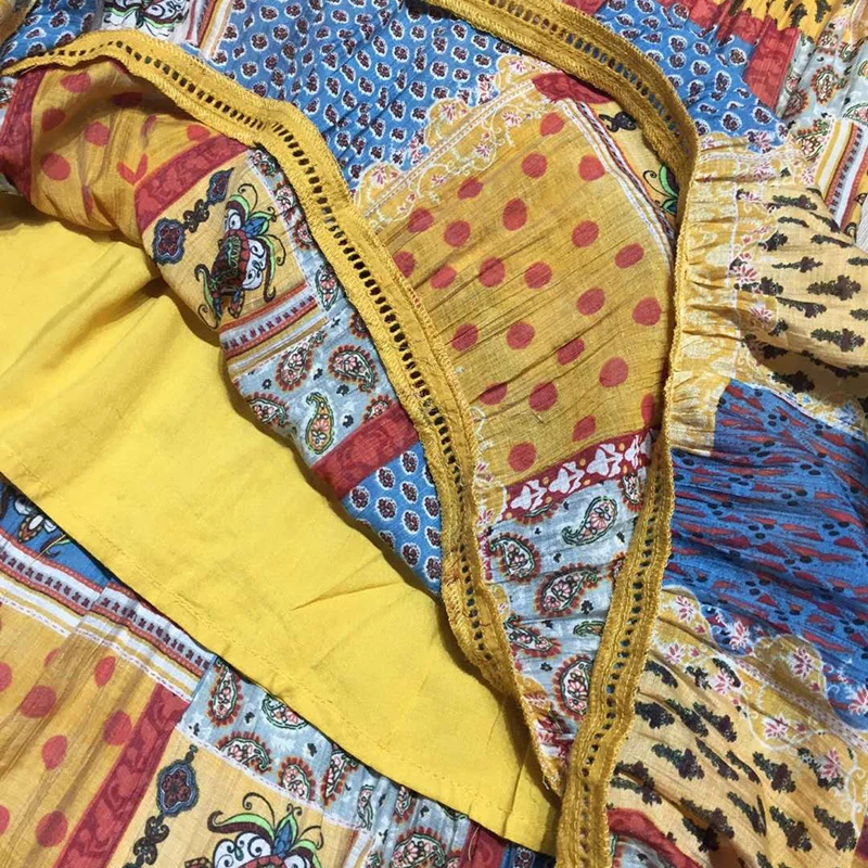 Винтажная Этническая Женская юбка 2020 подиумная модная контрастная цветная