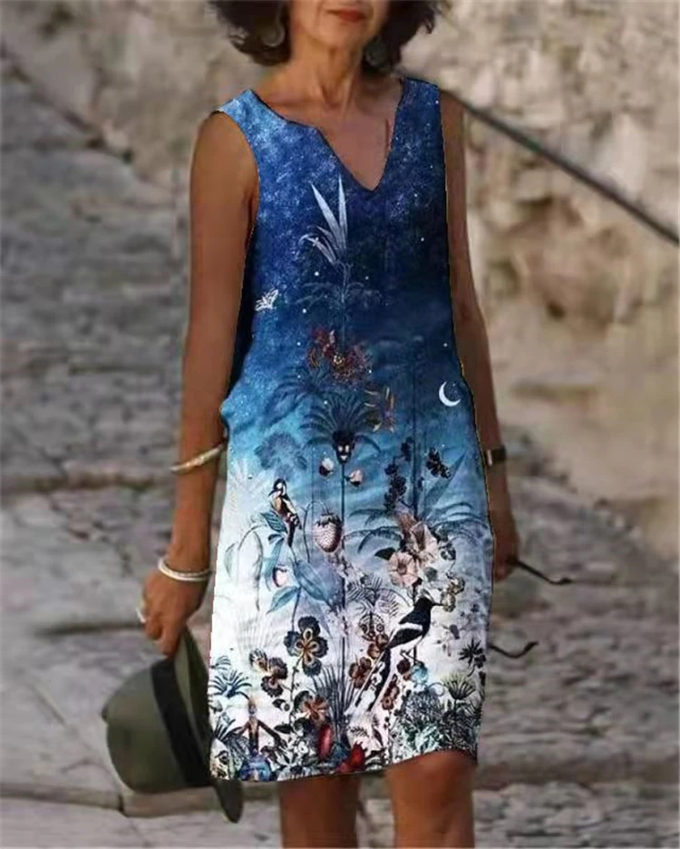 

Casual women dress sleeveless plus size dress loose ladies dress