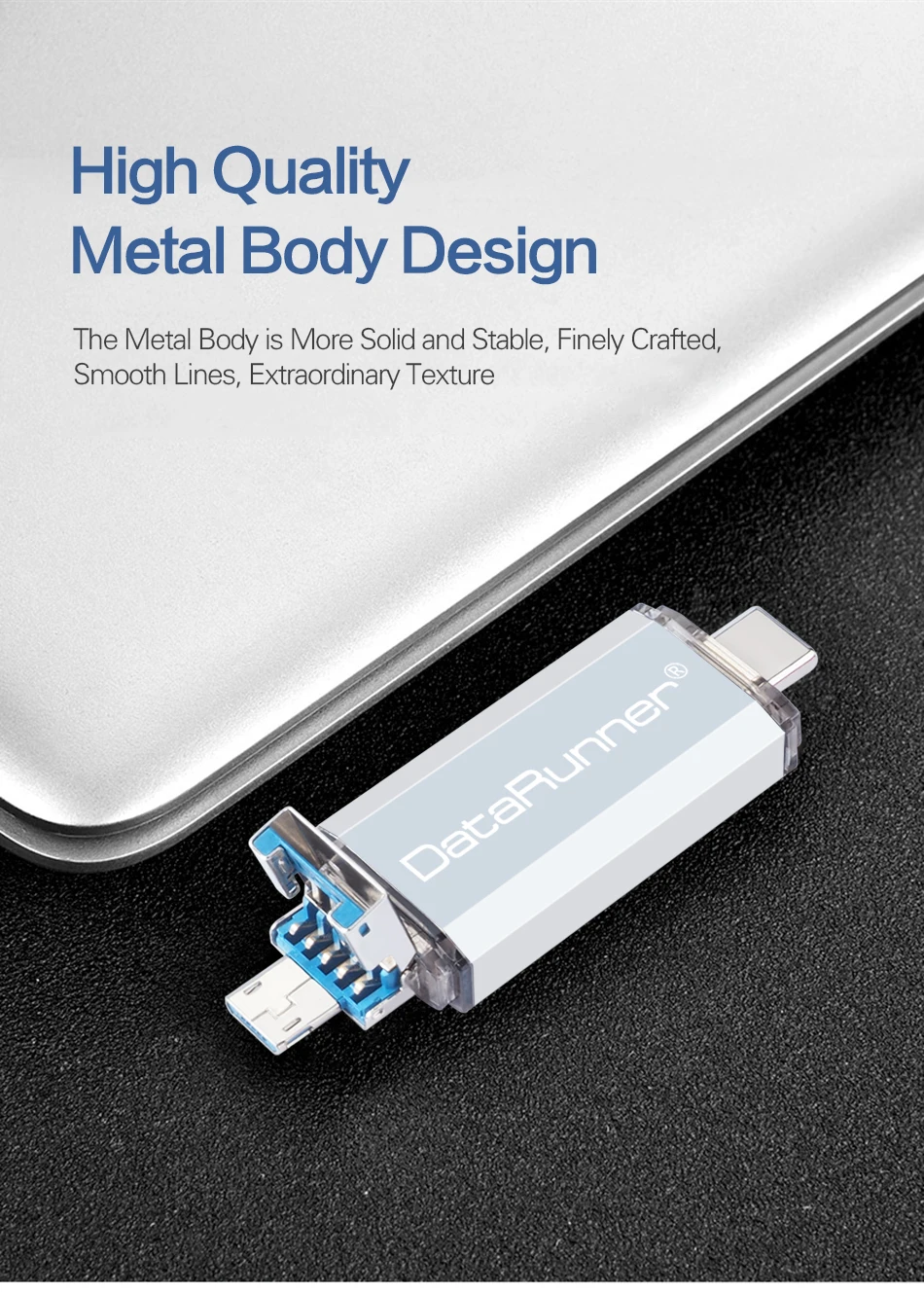 Флеш-накопитель DataRunner OTG USB 3 в 1 USB3.0& type-C& Micro USB флеш-накопитель 32 Гб 64 Гб 128 ГБ 256 ГБ Флешка флеш-накопитель