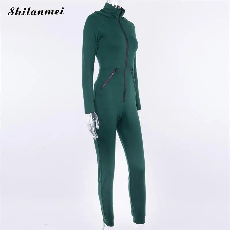 Осень 2019 комбинезон для тренировок женский слитный зеленый спортивный похудения