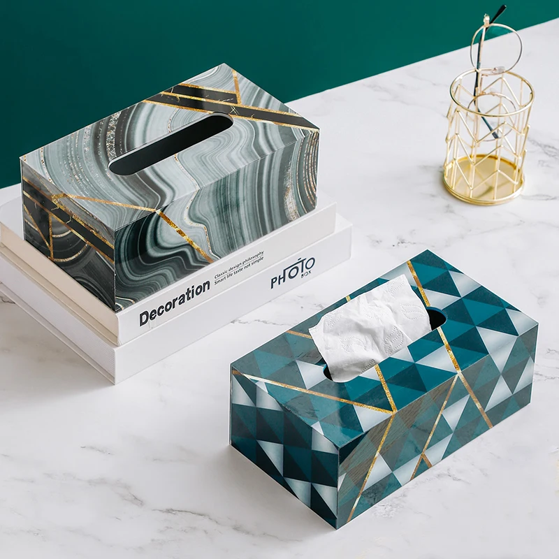 

Tissue Box Holder for Car Acrylic Table Napkin Holder Box Desk Nordic Marbled Living Room Modern Home Decoration Tissue Box