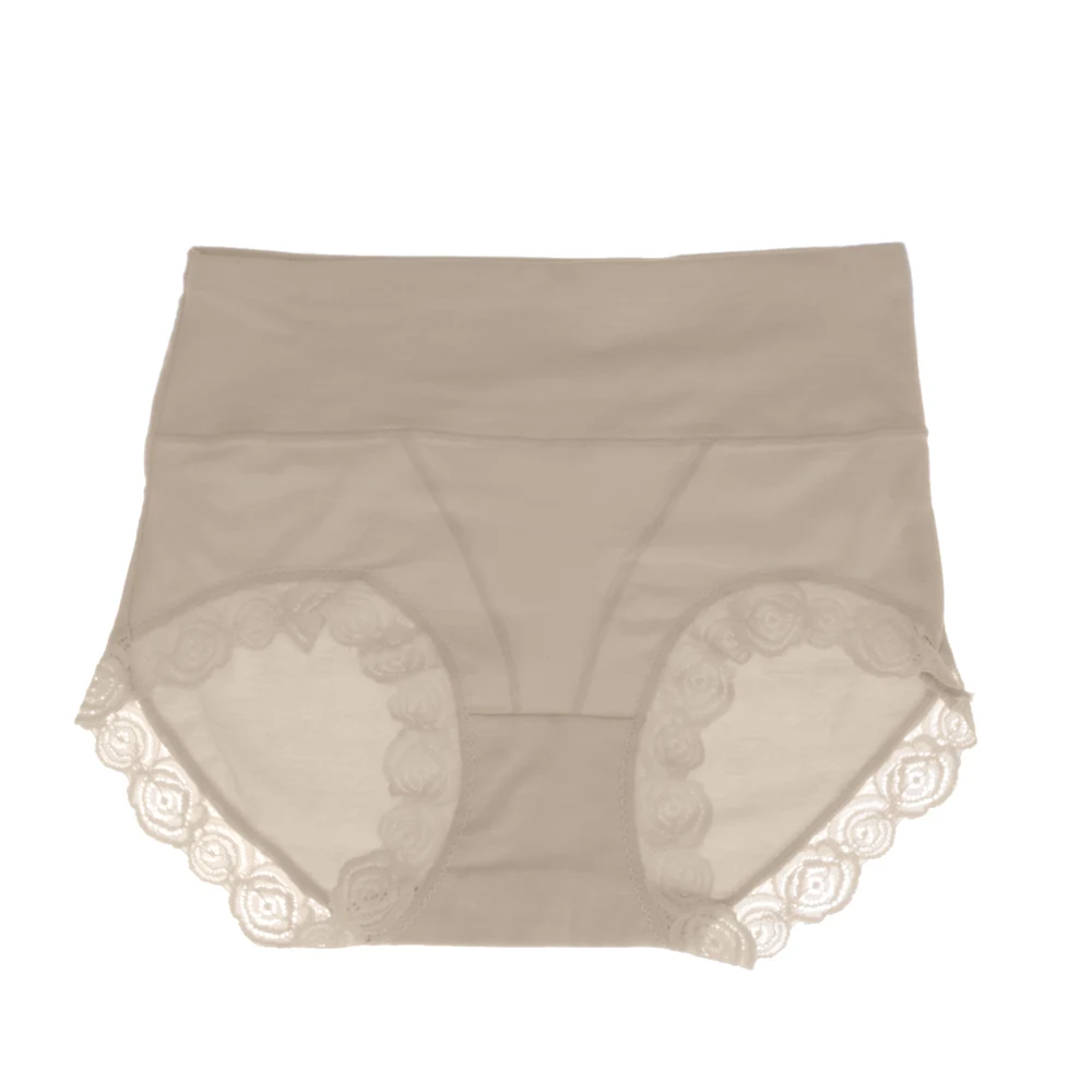 

2019 High Waist Soft Solid Briefs Underwear Lace Women Cotton