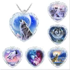 Новинка 2021, ожерелье с кристаллами для мужчин и женщин, подвеска из стекла в форме сердца для художественной коллекции властных Волков