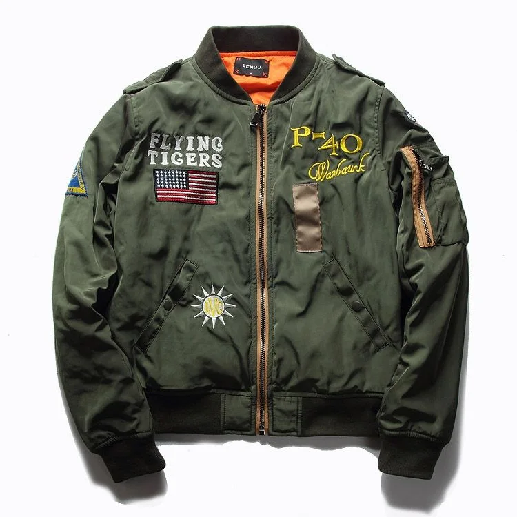 

Spring Autumn MA1 Pilot Bomber Jacket Men Thin Military Army Flying Tigers Cool Baseball Flight Jackets Plus Size M-5XL