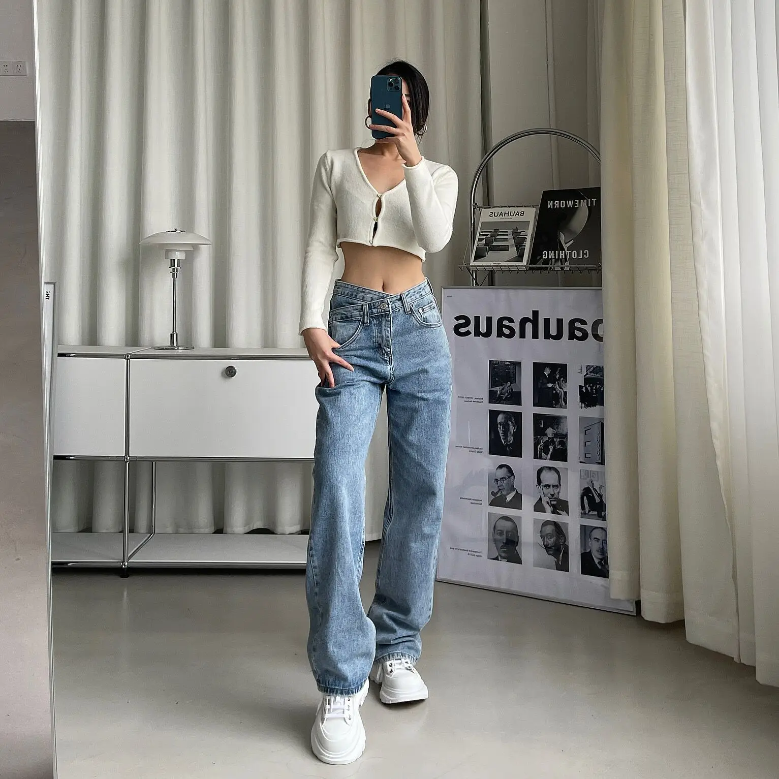 

Mom Jeans Woman High Waist Baggy Femme Vaqueros Mujer Boyfriend Vintage Wide Leg taille haute Stacked Straight Denim Irregular