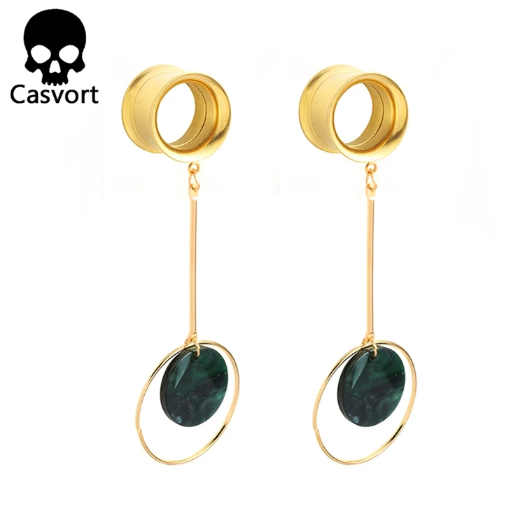 Casvort, 2 шт., серьги для пирсинга, расширитель, туннель, заглушка, Висячие шпильки, седло, ушные измерители, носилки, модные украшения для пирсинга тела, подарок