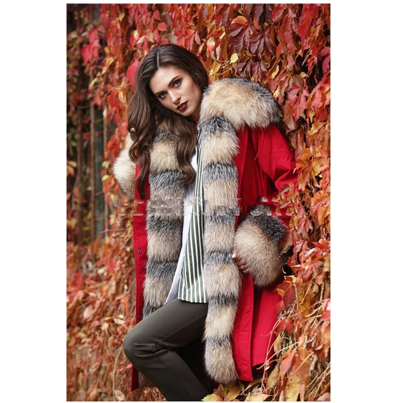 Корейская мода из натурального меха Красной лисы длинный большой мех Роскошная