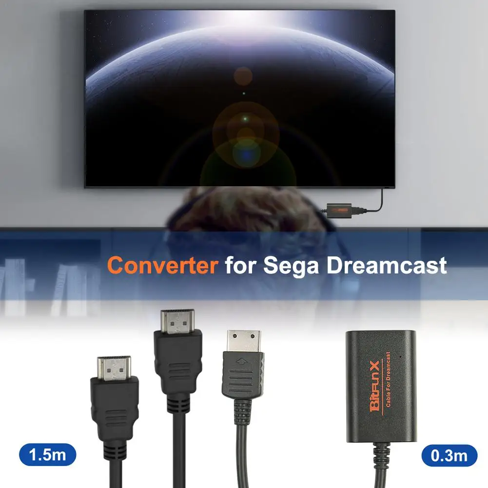 

HDMI-совместимый адаптер для консолей Sega Dreamcast, HDMI-совместимый/HD-кабель с поддержкой 1080P для Sega Dreamcast