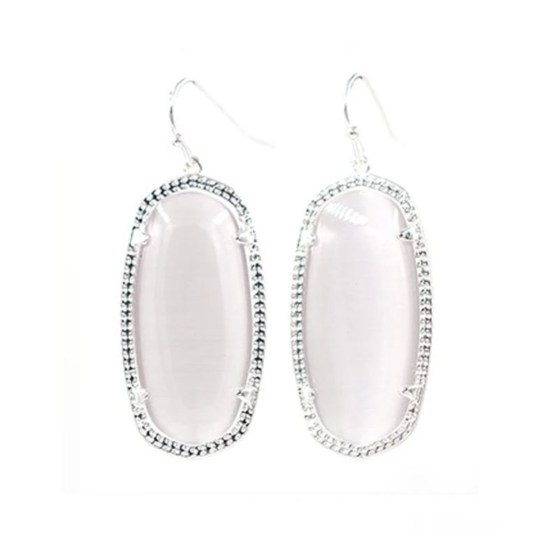 Silver White Новое поступление, маленькие овальные серьги с камнями, Полностью украшенные камнями, висячие серьги для женщин, модные ювелирные изделия - Окраска металла: Silver White