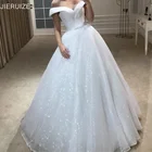 JIERUIZE блестящие тканевые Роскошные свадебные платья с открытыми плечами на шнуровке сзади Свадебные платья vestido de noiva