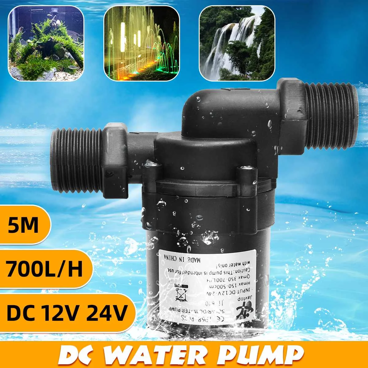 

Water Booster Pump Solar Hot Water Circulation Pump Brushless Motor Pump Waterproof Submersibles Water Pumps 700L/H 12V-24V DC