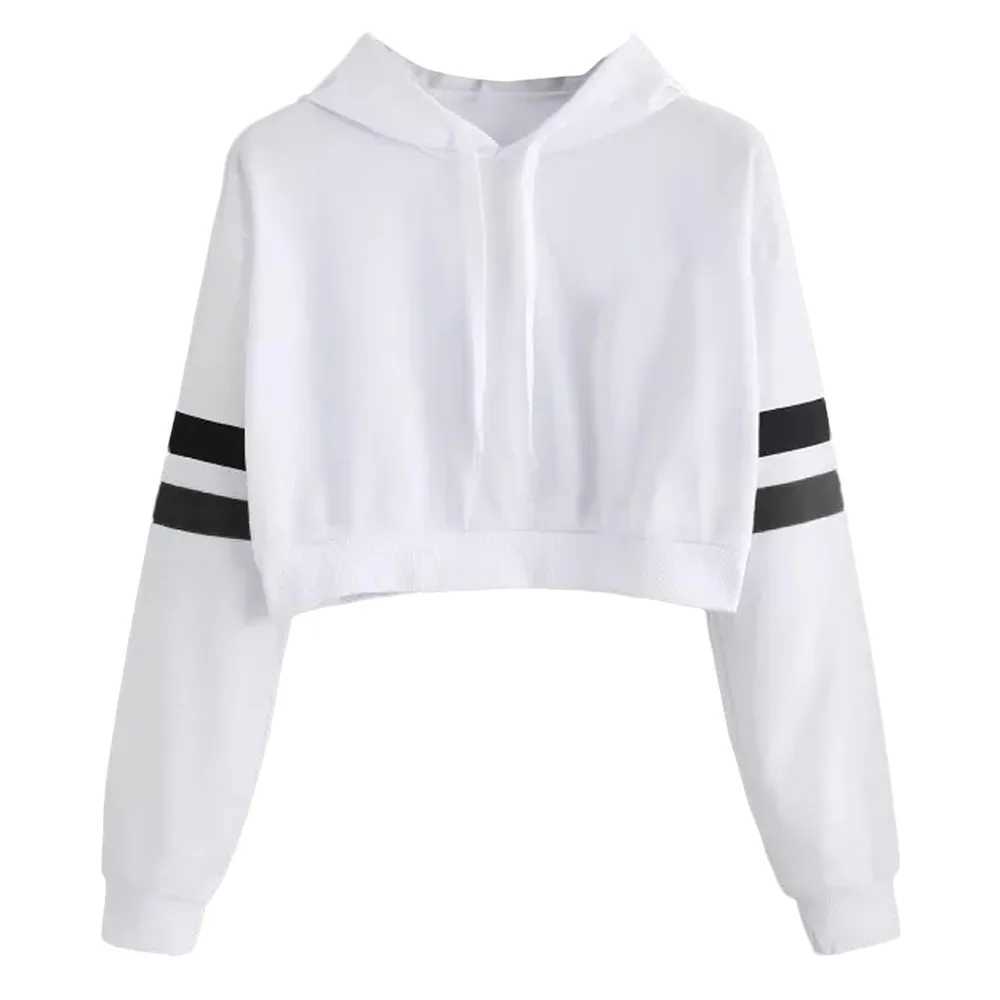 

Autumn Hoodies Sweatshirts Women Girls Casual Long Sleeve Short Hooded Sweatshirt Solid Color Pullover Tops Blouse Zipper Hoodie