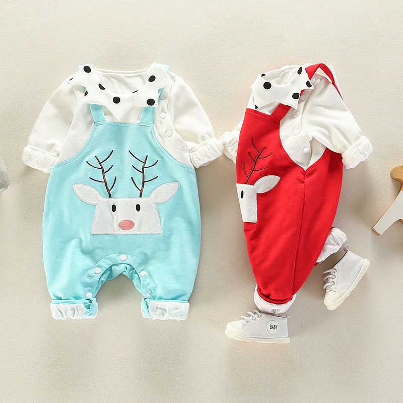 Комплект одежды для новорожденных сезон осень зима топ + комбинезон Комбинезоны