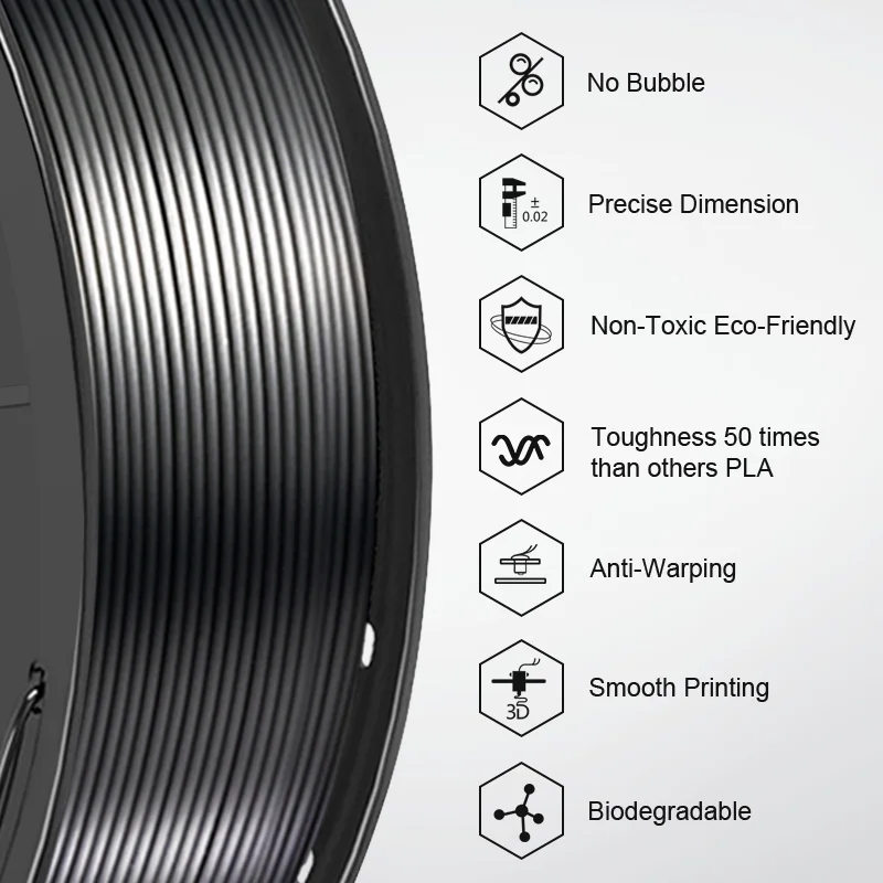 KAIGE SILK PLA 1.75MM 1KG For 3D Printers Filament 330M 2.2lbs Biodegradable Material Low shrinkage For DIY 3D Printing