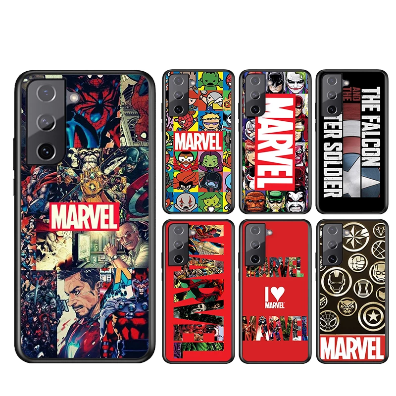 

Phone Case For Samsung Galaxy S21 S20 FE S22 Ultra Pro Lite S10 5G S10E S9 S8 Plus Marvel Avengers Logo Black Soft Cover