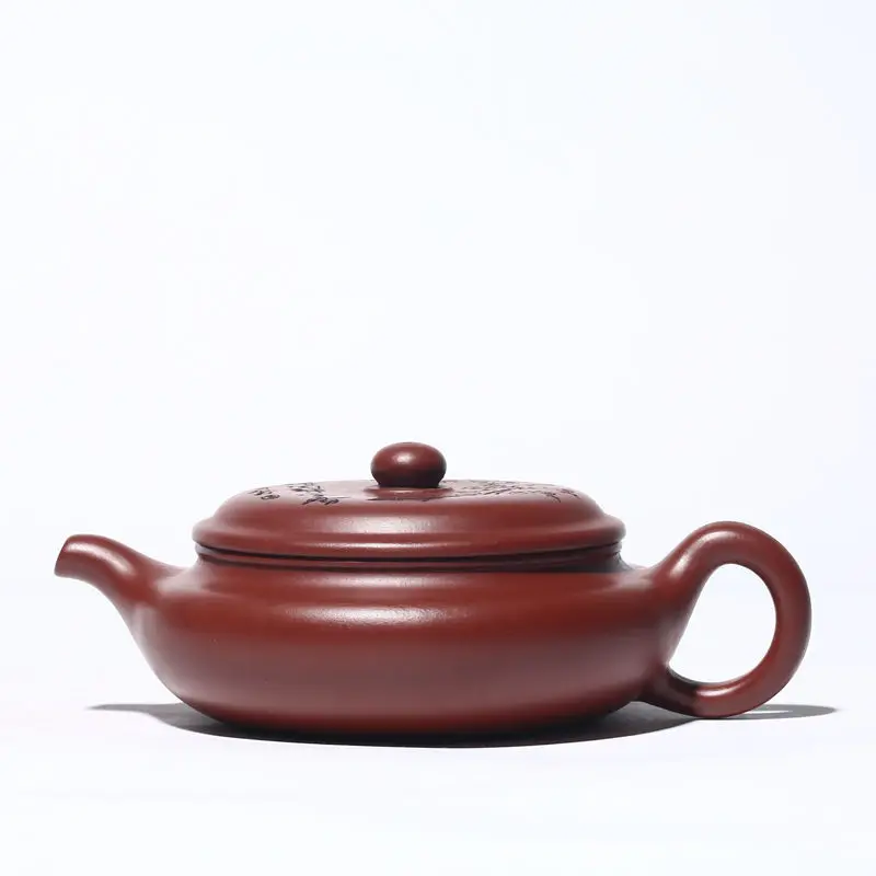 

Zisha teapot Yixing fine handmade plum blossom flat ancient teapot raw material Dahongpao teapot