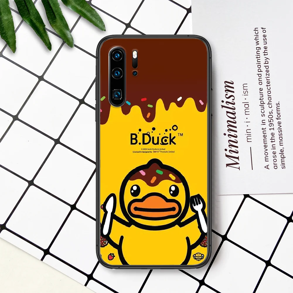 

Cartoon Yellow B DUCK Phone Case For Huawei P Mate Smart 10 20 30 40 Lite Z 2019 Pro black Shell Pretty Hoesjes Luxury Bumper