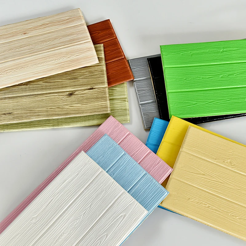 3D PE Foam Wood grain Panel Wall Stickers For Kids Rooms Home Decor Removable Safty Art Mural Self adhesive DIY Wallpaper|Наклейки на