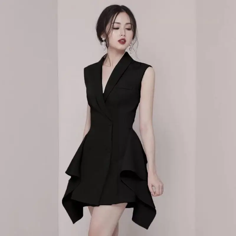 JSXDHK Мода для подиума Сезон весна лето Платье с асимметричным подолом женщин