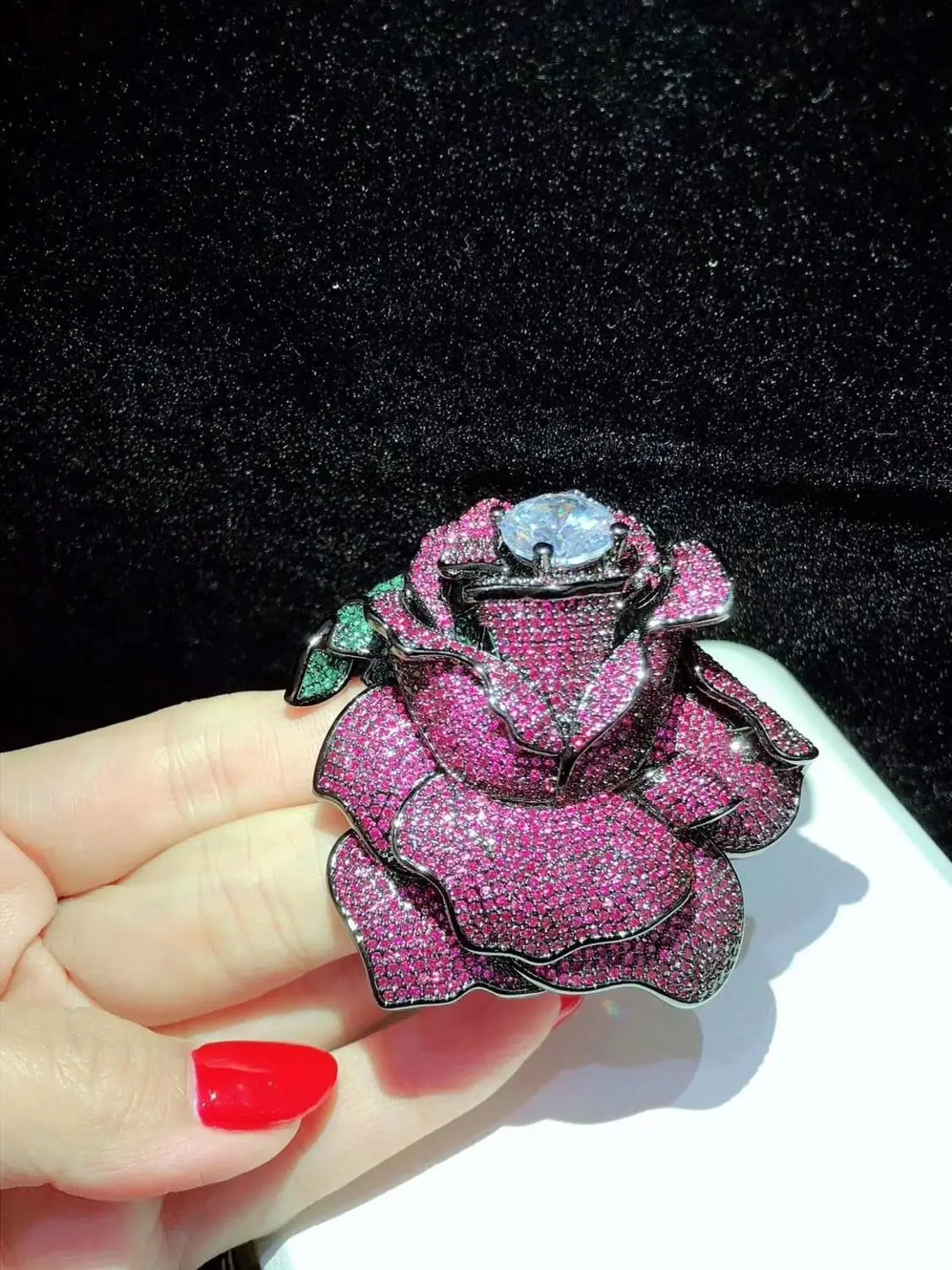 gold plated Cubic Zirconia micro pave Flower brooch /connector charms | Украшения и аксессуары