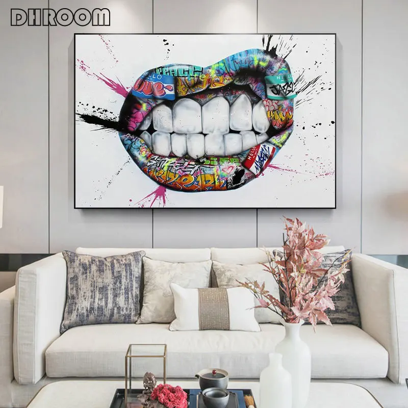 Street Graffiti Canvas Painting Kiss Holding Hands Wall Posters and Prints Abstract Art Picture for Living Room Home Decor | Дом и сад