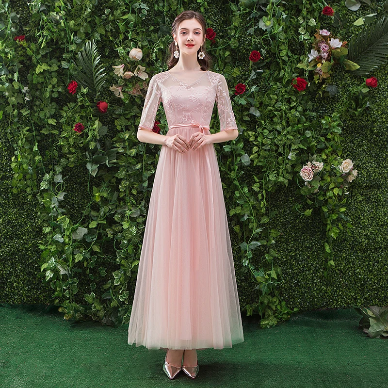 Женское платье подружки невесты розовое элегантное из фатина для свадебной