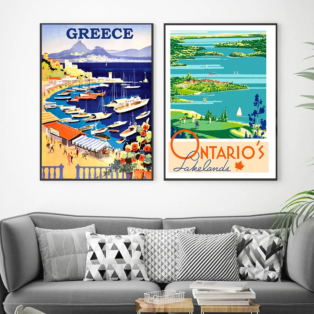 Винтажный постер в скандинавском стиле для путешествий Италия Капри Куба