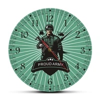 proud army quartz duvar saat klock modern mute print wall clock solider with rifle tank military weapon wall decal acrylic watch
