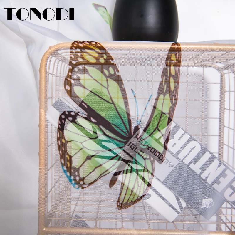 Цветная прозрачная занавеска TONGDI с принтом бабочки белое Тюлевое прозрачное