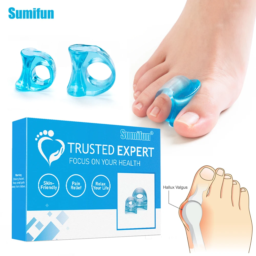 

16pcs Silica Gel Transparent Blue Hallux Overlapping Valgus Correction Thumb Separator Separation Toes Orthopedic Foot Care Tool