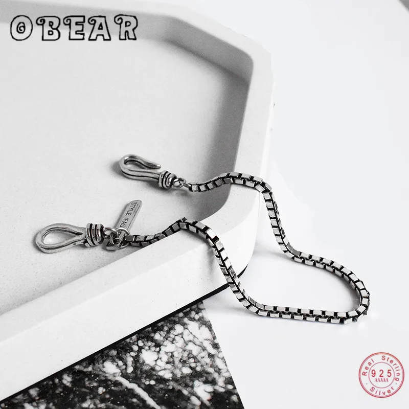 Браслет цепочка OBEAR из серебра 100% пробы с двойным крючком 3 мм|Гибкие и жесткие
