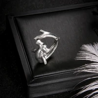 2x punk style shark rings white shark hammerhead shark rings adjustable opening metal ring jewelry decor for women men