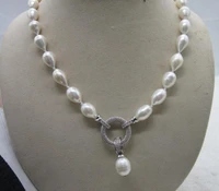 hand knotted natural 45cm 11 13mm white natural pearl necklace pendant elegant zircon accessories clasp