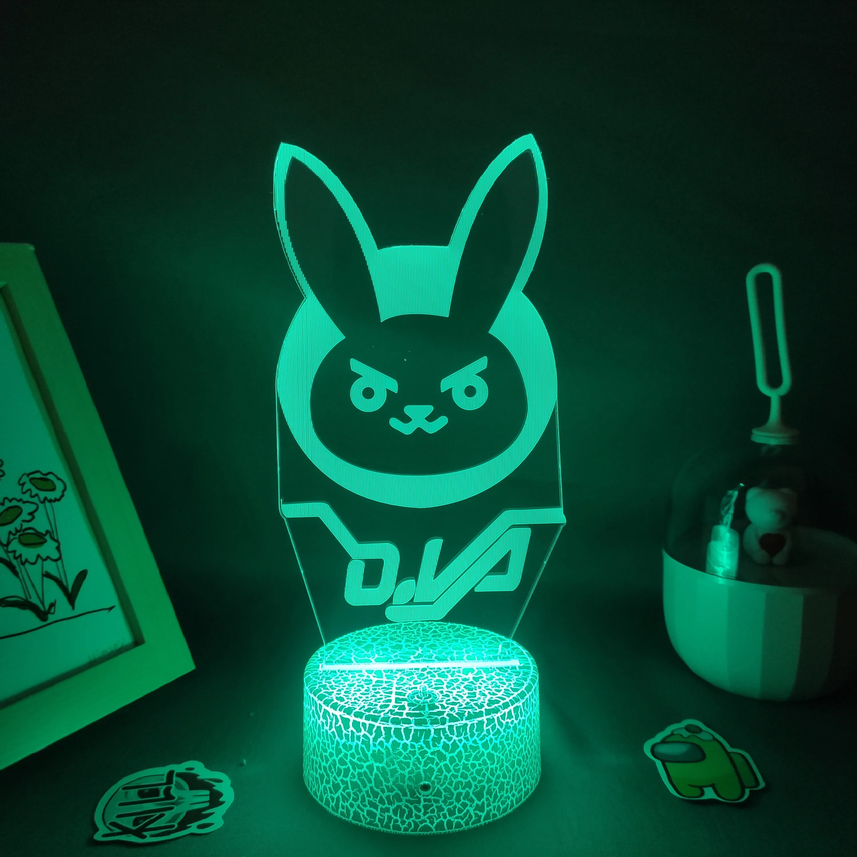 Overwatches OW Game Figure Dva Lamp 3D Led Neon RGB Night Lights Birthday Gift For Friends Gaming Room Table Colorful Decoration images - 6