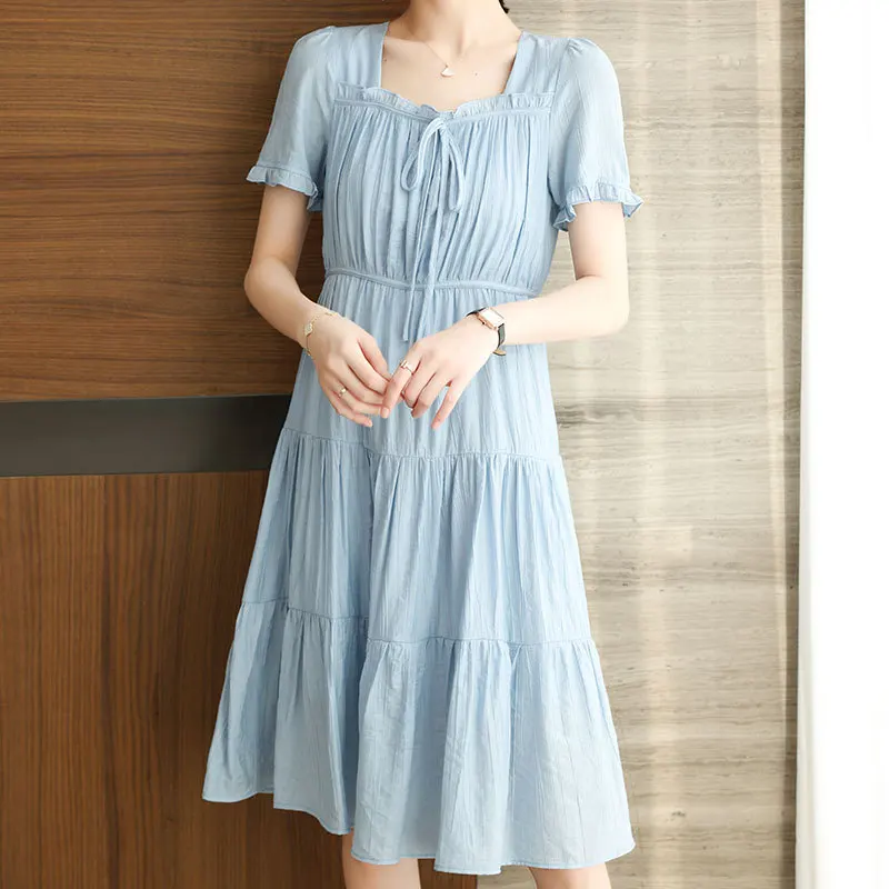 

2021/1794 Summer Short Sleeve Printed Long Dress Women