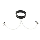 Ошейник-чокер из искусственной кожи с зажимом для сосков, цепочка с зажимом для груди, секс-игрушки для женщин, инструмент для секса для пар, игры для взрослых