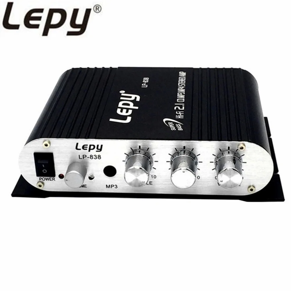 LP-838 портативный усилитель мощности Hi-Fi 2,1 MP3 радио аудио стерео бас усилитель динамиков плеер для дома автомобиля Мотоцикл черный белый