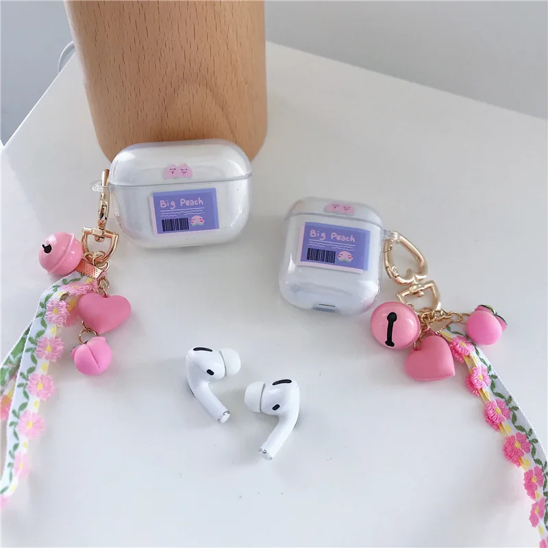 Новый прозрачный мягкий чехол из ПВХ с колокольчиком персикового цвета для Apple