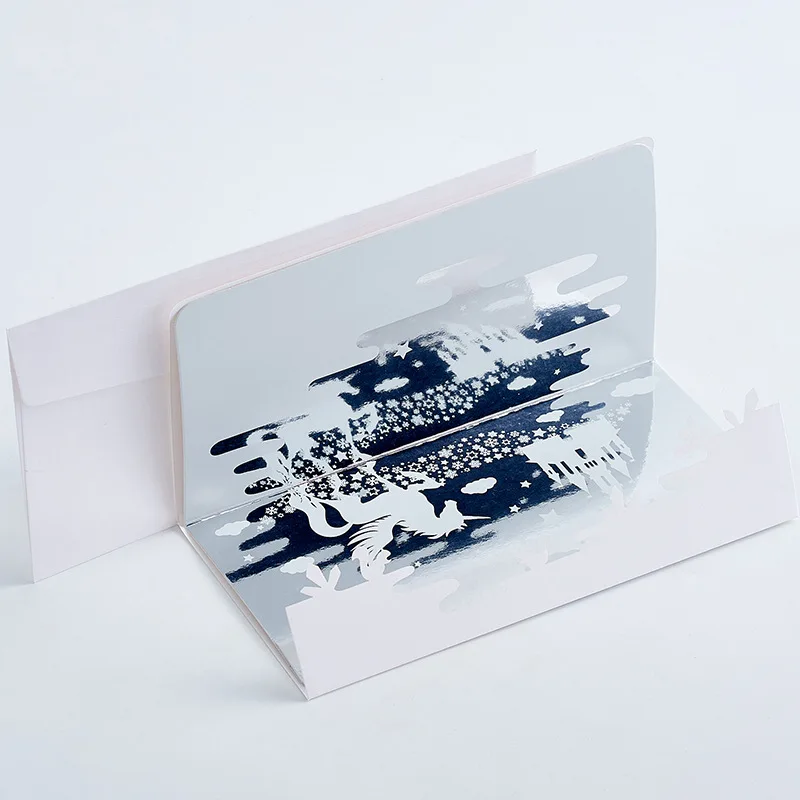 3D всплывающие карты зеркальное отражение поздравительная открытка полые