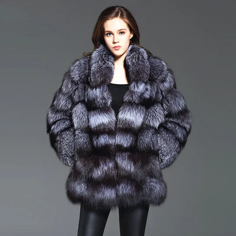 Новая брендовая зимняя шуба из натурального Лисьего меха толстая женская