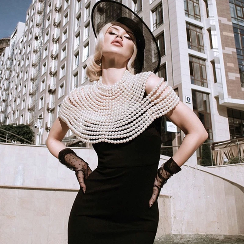 

UDDEIN Handmade Multilayer Pearl Necklace & Pendant Party Jewelry Luxury Sexy Shoulder Chain Vintage Body Collier Maxi Necklace