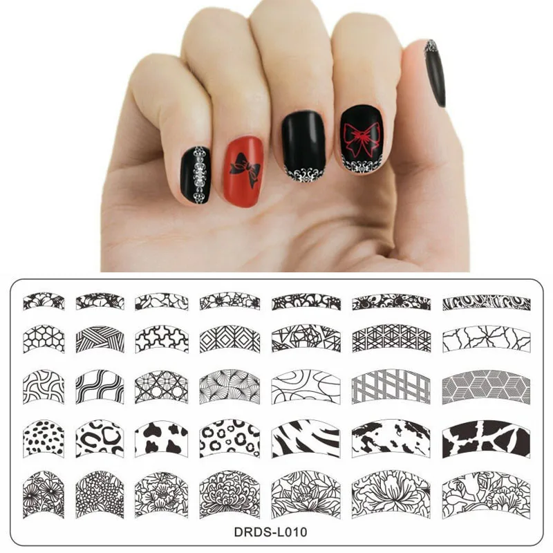 

Square-ing Stamping Nail Art Image Plate - French Manicure Designs - 6X12cm French Manicure 2 XL Nail Image Stamping Plate, 1-16