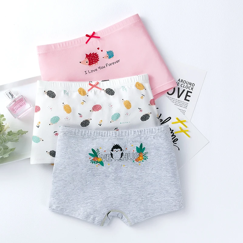 Трусы-боксеры для девочек 3 шт./лот хлопковое нижнее белье с мультяшным рисунком