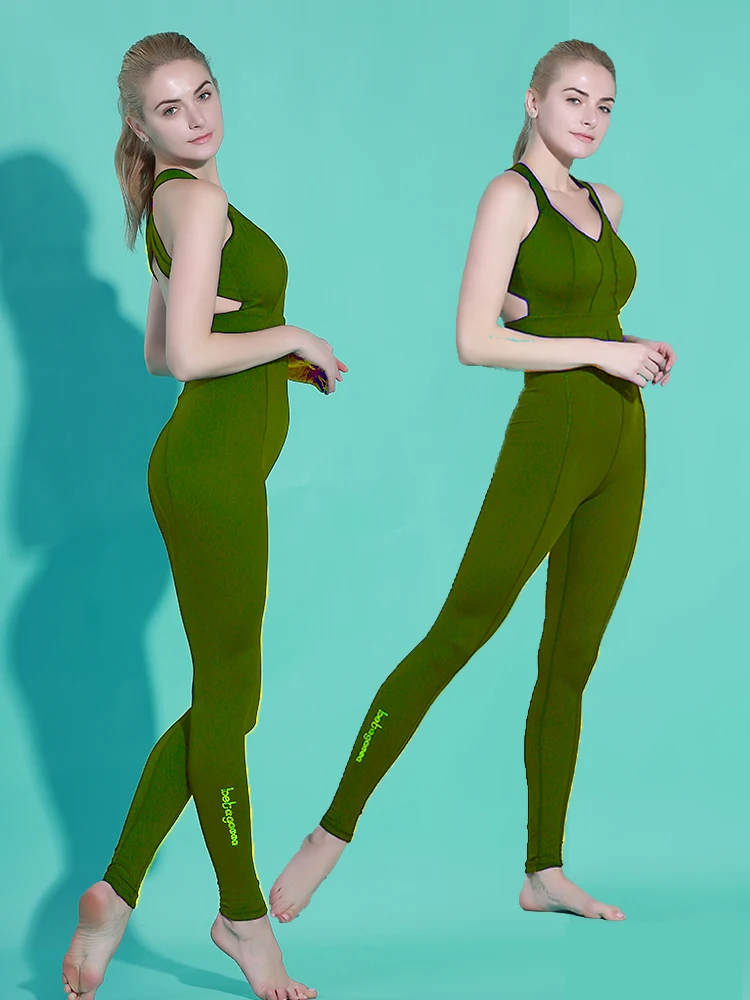 Костюм спортивный женский для занятий йогой одежда спортзала с открытой спиной |