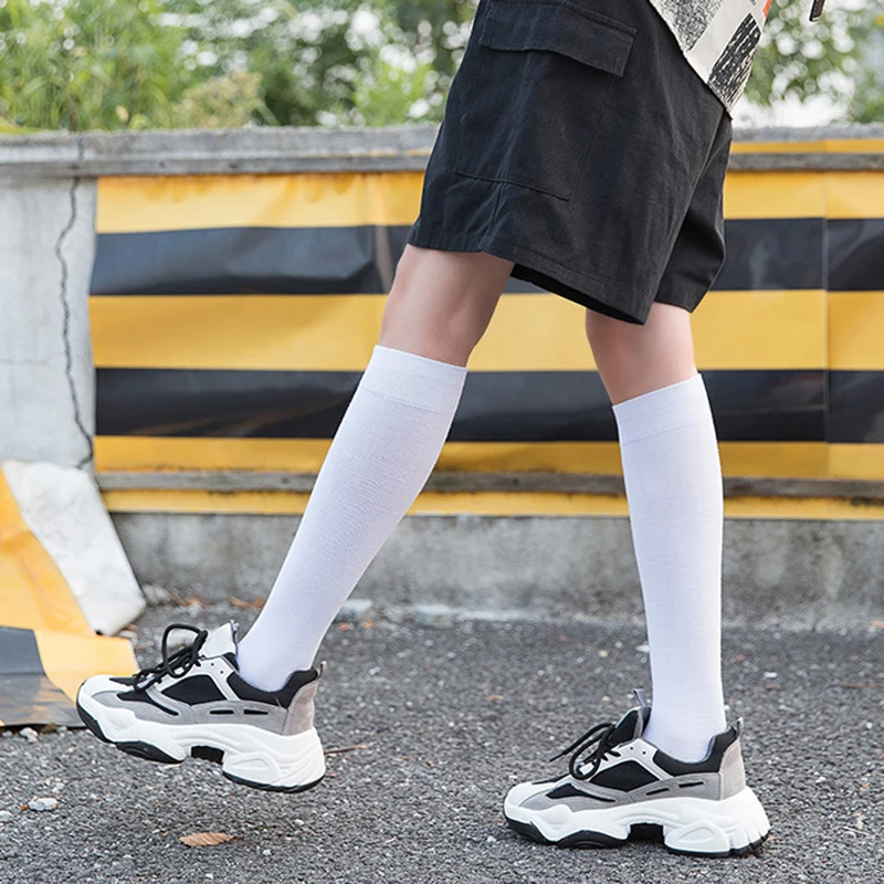 Fashion Solid Women's Calf Socks White Knee Japanese College Wind Stockings Pile Ladies Girls spring summer long socks | Женская