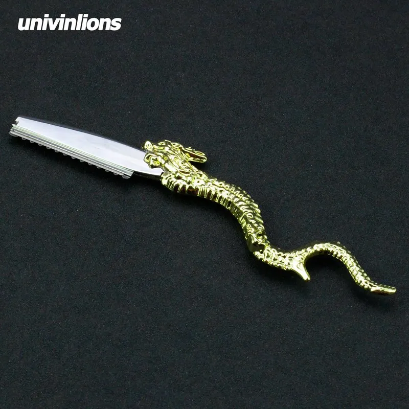 Univinlions нержавеющая Дракон прямое бритвенное лезвие Парикмахерская Филировочная Бритва Парикмахерская Бритва для волос с 10 лезвиями