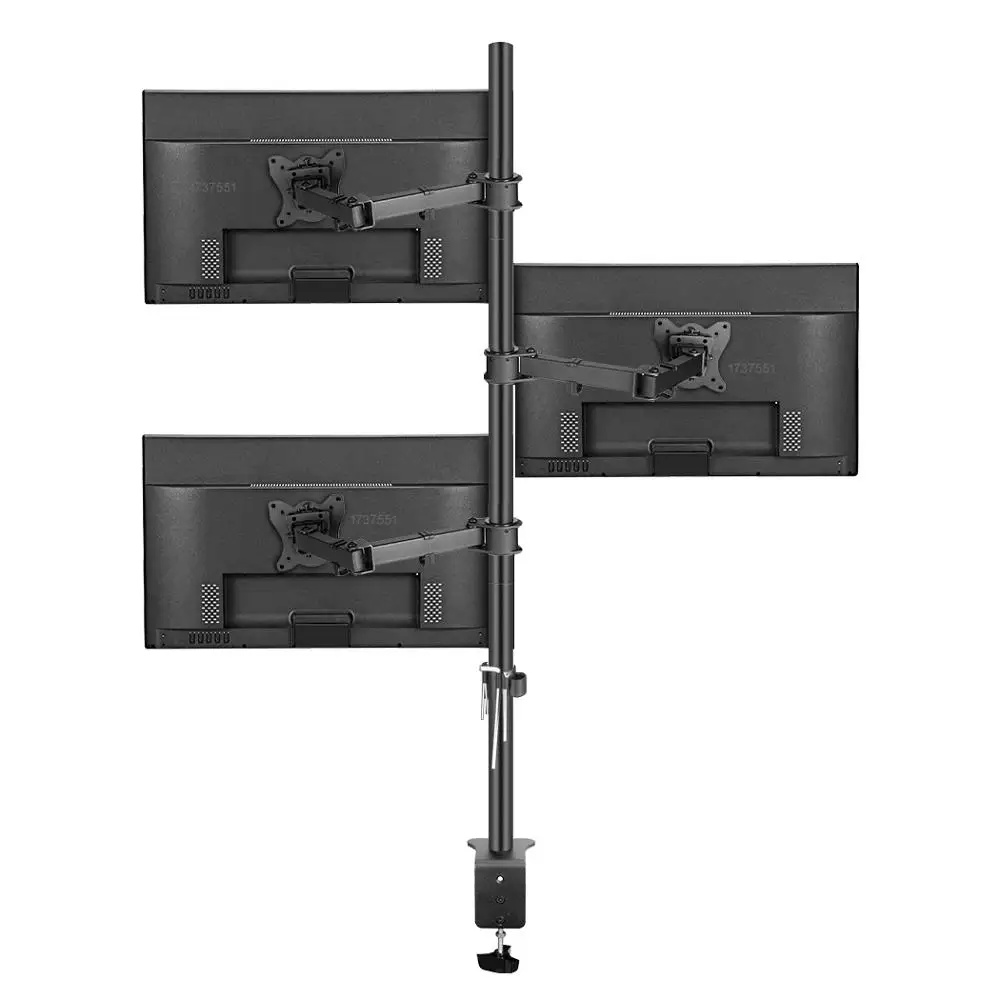 (80cm) DL-T902-380II Full Motion three Monitor desktop stand Holder 10"-27" clamp grommet hole base PC Mount foldable Arm 12kg |