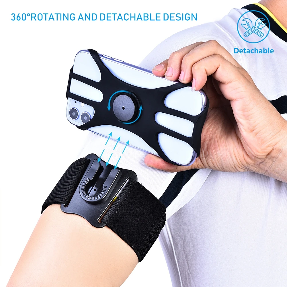 

New Running Armband Phone Holder Bag 2 In 1 Arm Band Wrist Band Black Fits For 4.0'' - 7.0'' Smartphone With Free Extender Strap